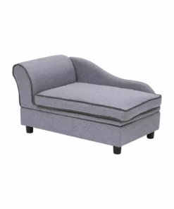 TeamsonUS Teamson Pets Chaise Lounge Dog Bed With Storage For Small And Medium Dogs, Gray