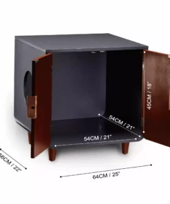 TeamsonUS Teamson Pets Small Dyad Wooden Cat Litter Box Enclosure And Side Table, Mocha Walnut