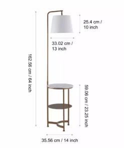 TeamsonUS Teamson Home Lilah Floor Lamp With Faux Marble Tray Table And Built-In USB Port, White/Brass