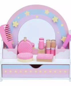 TeamsonUS Teamson Kids Little Dreamer Wooden Tabletop Vanity Set With 9 Play Accessories, Pink