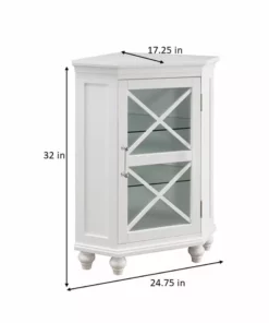 TeamsonUS Teamson Home Blue Ridge Corner Wooden Floor Cabinet With Adjustable Shelves, White 11 TeamsonUS Teamson Home Blue Ridge Corner Wooden Floor Cabinet With Adjustable Shelves, White