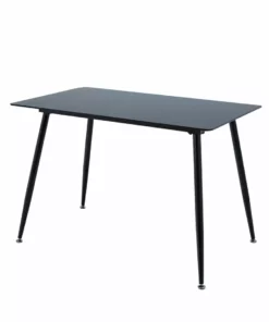 TeamsonUS Teamson Home Julianna 43 Inch Reflective Glass Dining Table Seats Up To 4, Black
