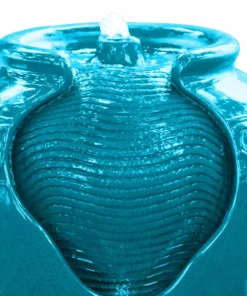 TeamsonUS Teamson Home Outdoor Glazed Pot Floor Fountain With LED Lights, Teal 9 TeamsonUS Teamson Home Outdoor Glazed Pot Floor Fountain With LED Lights, Teal