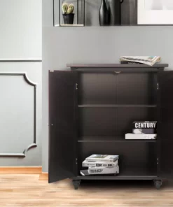 TeamsonUS Teamson Home Versailles Wooden Floor Cabinet With 2 Shelves, Dark Espresso