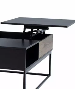 TeamsonUS Teamson Home Bryson Two-Tone Lift Top Coffee Table Desk With Storage, Black