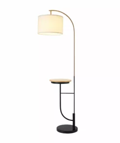 TeamsonUS Teamson Home Danna Arc 65" Floor Lamp With Table And USB Port, White