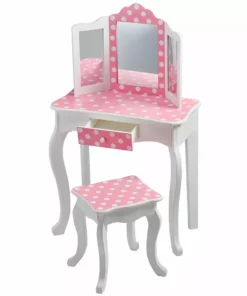 TeamsonUS Fantasy Fields - Fashion Polka Dot Prints Gisele Play Vanity Set - Pink / White Kids 13 TeamsonUS Fantasy Fields - Fashion Polka Dot Prints Gisele Play Vanity Set - Pink / White Kids