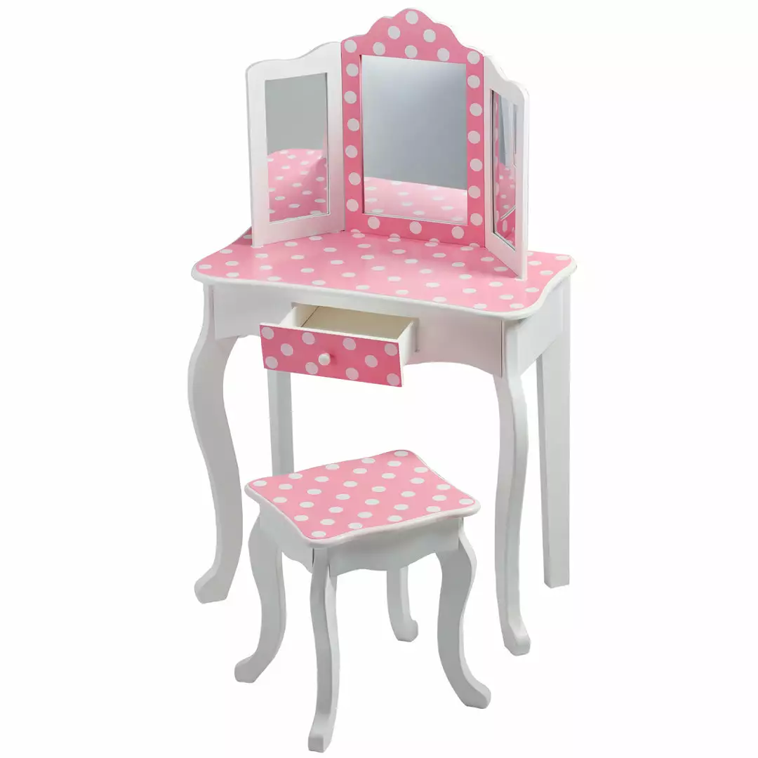 TeamsonUS Fantasy Fields - Fashion Polka Dot Prints Gisele Play Vanity Set - Pink / White Kids 8 TeamsonUS Fantasy Fields - Fashion Polka Dot Prints Gisele Play Vanity Set - Pink / White Kids