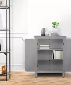 TeamsonUS Teamson Home Stratford Contemporary Wooden Floor Storage Cabinet With Two Doors, Gray 10 TeamsonUS Teamson Home Stratford Contemporary Wooden Floor Storage Cabinet With Two Doors, Gray