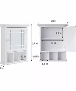 TeamsonUS Teamson Home Neal Removable Wooden Medicine Cabinet With Mirrored Door, White