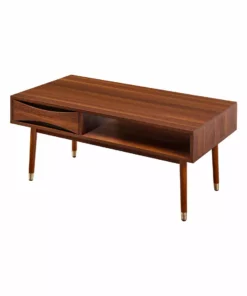TeamsonUS Teamson Home Dawson Modern Wooden Coffee Table With Storage, Walnut