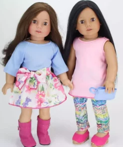 TeamsonUS Kids Sophia's 9 Piece Spring Wardrobe Mix And Match Set With Accessories For 18" Dolls, Pink/Blue