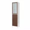 TeamsonUS Teamson Home Tyler Modern Wooden Linen Tower Tall Storage Cabinet With Two Doors, Walnut/White