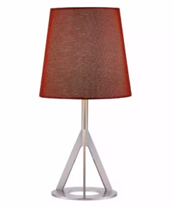 TeamsonUS Teamson Home Aria 15" Modern Table Lamp With Round Shade, Brass/Red 13 TeamsonUS Teamson Home Aria 15