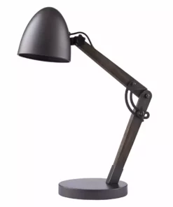 TeamsonUS Teamson Home Lexi Modern Reading Table Lamp With Black Shade And Brushed Steel Finish
