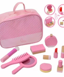 TeamsonUS Teamson Kids Fashion Polka Dot Print Chloe Wooden Vanity Accessories Makeup Kit, Pink