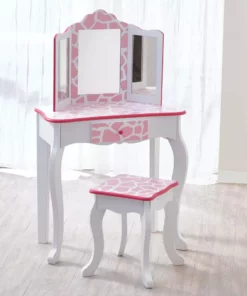 TeamsonUS Fantasy Fields - Fashion Giraffe Prints Gisele Play Vanity Set - Pink / White 10 TeamsonUS Fantasy Fields - Fashion Giraffe Prints Gisele Play Vanity Set - Pink / White