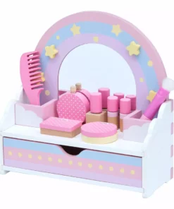 TeamsonUS Teamson Kids Little Dreamer Wooden Tabletop Vanity Set With 9 Play Accessories, Pink