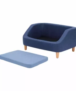 TeamsonUS New Teamson Pets Bennett Elevated Linen Sofa Pet Daybed For Small And Medium Dogs, Navy