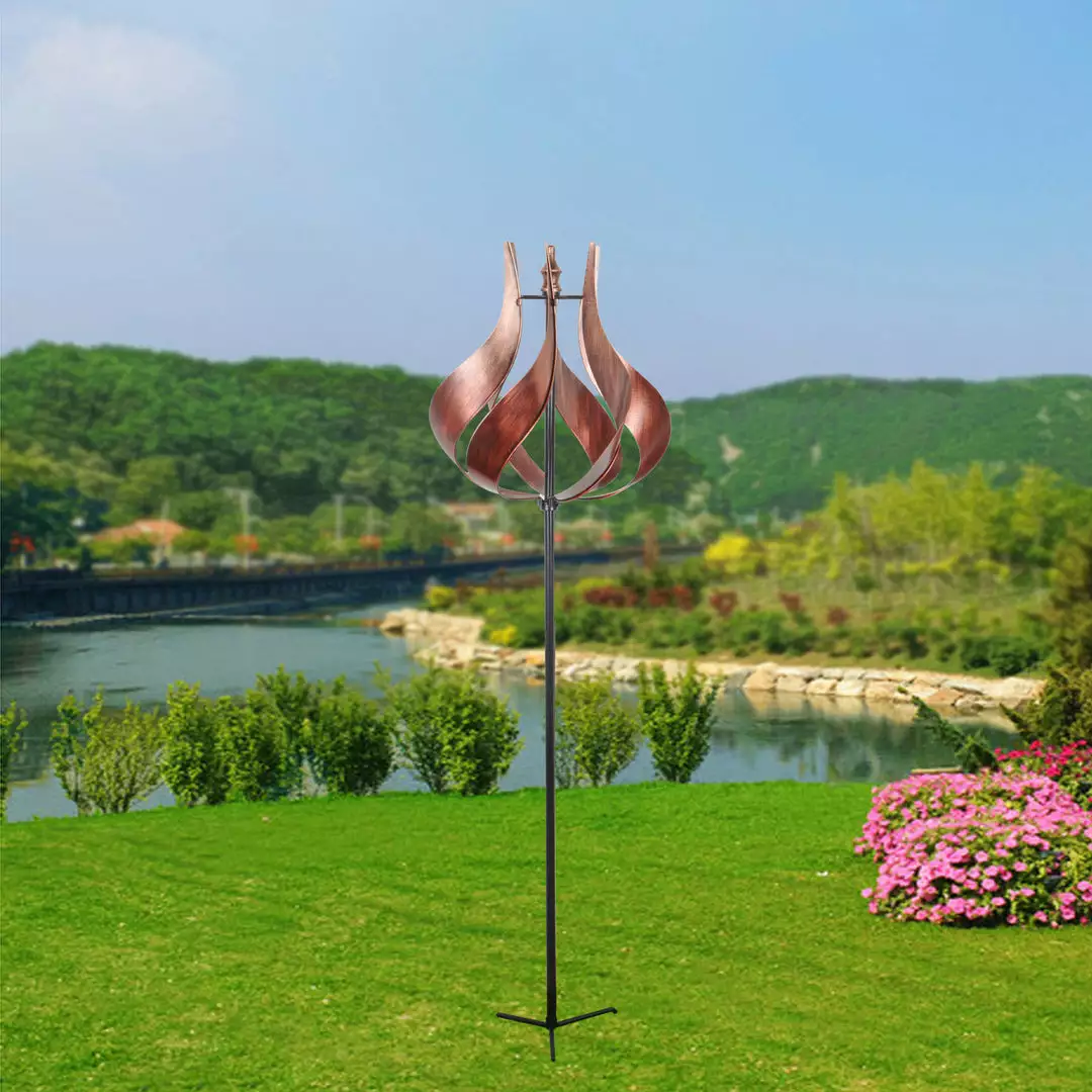 TeamsonUS Teamson Home Outdoor Tulip Kinetic Windmill Sculpture, Tangerine 4 TeamsonUS Teamson Home Outdoor Tulip Kinetic Windmill Sculpture, Tangerine
