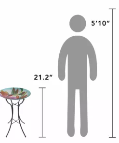 TeamsonUS Teamson Home 18" Hummingbird Fusion Glass Bird Bath