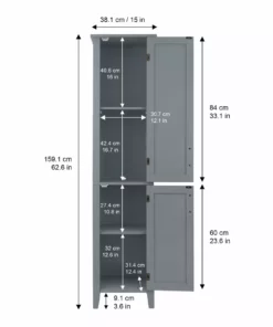 TeamsonUS Teamson Home Mercer Mid Century Modern Linen Tower Storage Cabinet With Two Doors, Gray 11 TeamsonUS Teamson Home Mercer Mid Century Modern Linen Tower Storage Cabinet With Two Doors, Gray