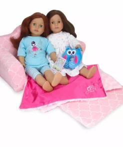 TeamsonUS Sophia's 2-in-1 Plush Pull-Out Sofa Bed For Two 18'' Dolls, Pink Kids