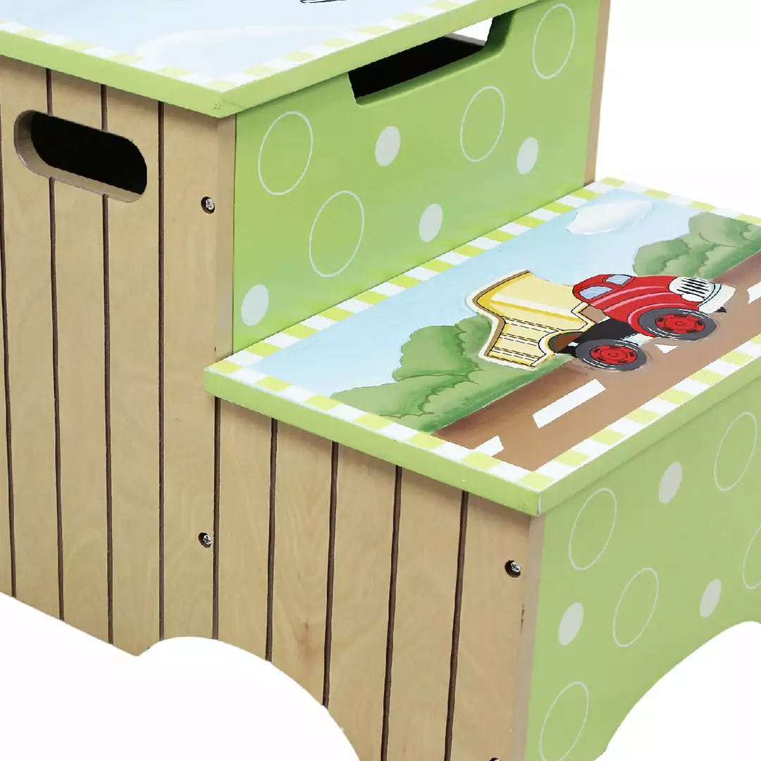 TeamsonUS Fantasy Fields Kids Transportation Themed Step Stool With Storage, Green 6 TeamsonUS Fantasy Fields Kids Transportation Themed Step Stool With Storage, Green