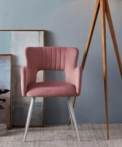 TeamsonUS Teamson Home Mid-Century Waverly Armchair With Metal Legs, Pastel Pink