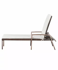 TeamsonUS New Teamson Home 2 Outdoor Wicker Patio Cushioned Chaise Lounge Chairs, Brown/Cream 16 TeamsonUS New Teamson Home 2 Outdoor Wicker Patio Cushioned Chaise Lounge Chairs, Brown/Cream