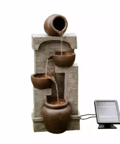 TeamsonUS Teamson Home Solar Powered 4-Tier Cascading Bowls Water Fountain With LED Lights, Brown 14 TeamsonUS Teamson Home Solar Powered 4-Tier Cascading Bowls Water Fountain With LED Lights, Brown