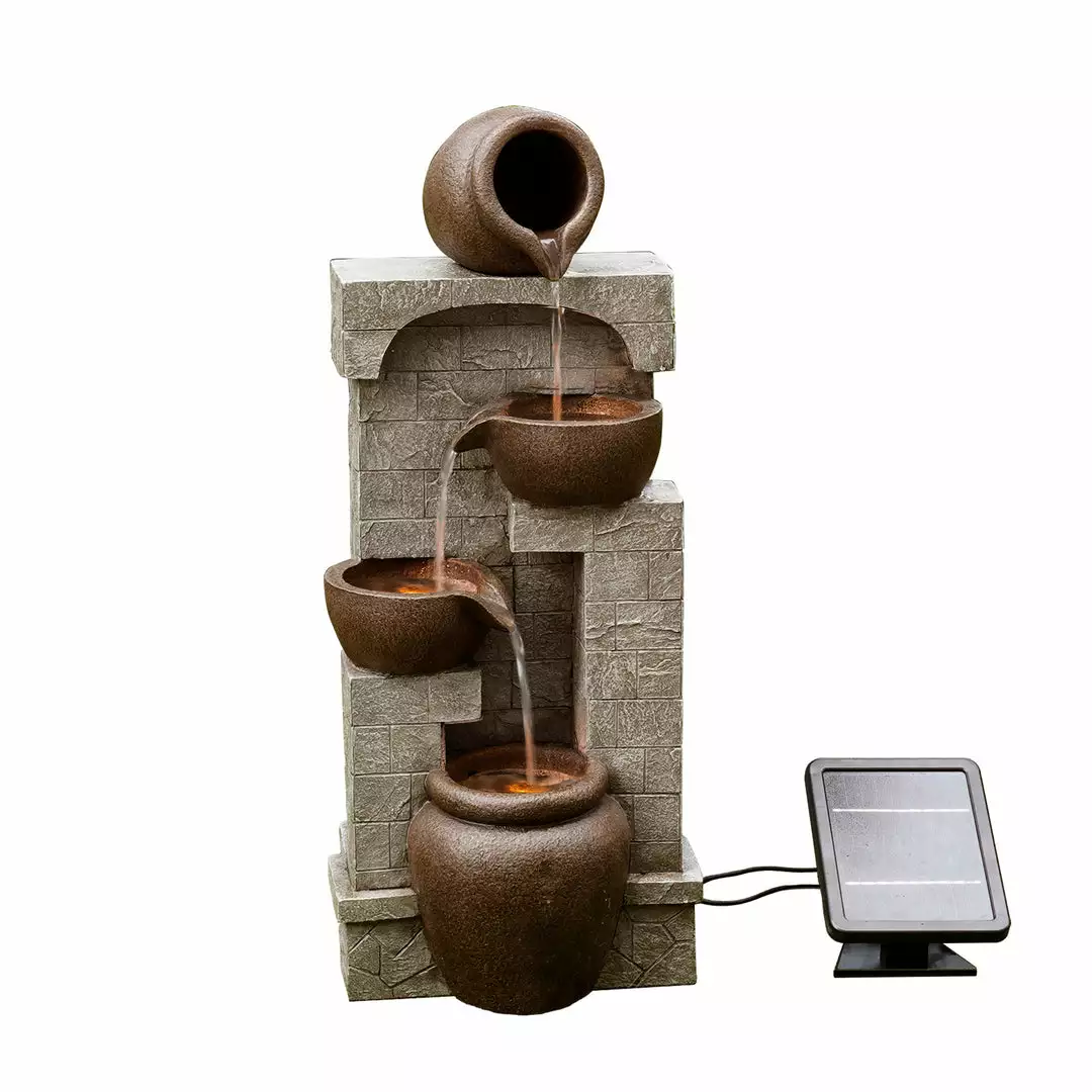 TeamsonUS Teamson Home Solar Powered 4-Tier Cascading Bowls Water Fountain With LED Lights, Brown 7 TeamsonUS Teamson Home Solar Powered 4-Tier Cascading Bowls Water Fountain With LED Lights, Brown