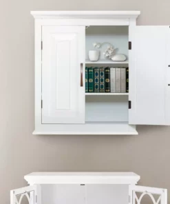 TeamsonUS Teamson Home St. James Wooden Wall Cabinet With 2 Shelves, White 12 TeamsonUS Teamson Home St. James Wooden Wall Cabinet With 2 Shelves, White