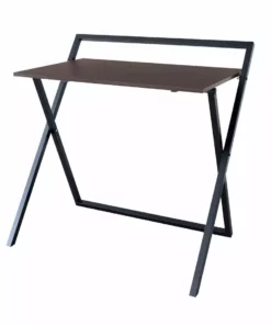 TeamsonUS Teamson Home 22" Folding Wooden Home Office Computer Desk With Metal Base, Natural/Black