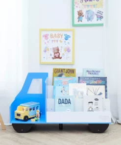 TeamsonUS Fantasy Fields Truck Wooden Display Bookcase, White/Blue