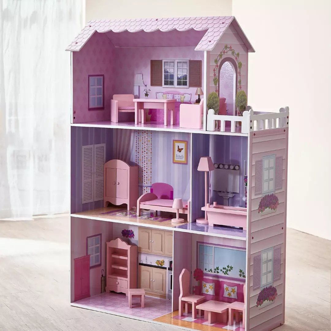TeamsonUS Kids Olivia's Little World Dreamland Tiffany Dollhouse With 12 Accessories, Pink/Purple 5 TeamsonUS Kids Olivia's Little World Dreamland Tiffany Dollhouse With 12 Accessories, Pink/Purple