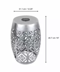 TeamsonUS Teamson Home Decorative Outdoor Side Table Planter Stand With Solar Powered LED Light, Silver New 14 TeamsonUS Teamson Home Decorative Outdoor Side Table Planter Stand With Solar Powered LED Light, Silver New