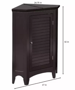 TeamsonUS Teamson Home Glancy Wooden Corner Floor Cabinet With Shutter Door, Dark Brown