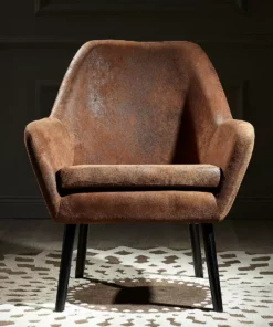 TeamsonUS Teamson Home Divano Armchair With Aged Fabric And Solid Wood Legs, Brown