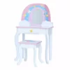 TeamsonUS Fantasy Fields Little Dreamer Rainbow Unicorn Vanity Table Set With Mirror And Stool, White Kids