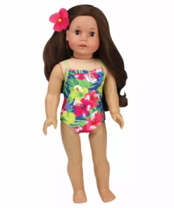 TeamsonUS Kids Sophia's 4 Piece Hawaiian Floral Bathing Suit Set For 18'' Dolls