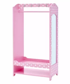 TeamsonUS Fantasy Fields Polka Dots Toy Clothing Rack With Storage, Pink