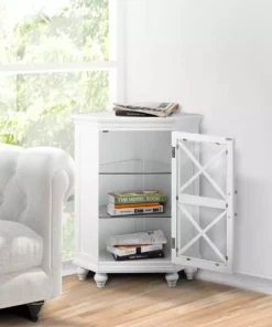 TeamsonUS Teamson Home Blue Ridge Corner Wooden Floor Cabinet With Adjustable Shelves, White 10 TeamsonUS Teamson Home Blue Ridge Corner Wooden Floor Cabinet With Adjustable Shelves, White