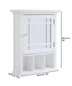 TeamsonUS Teamson Home Neal Removable Wooden Medicine Cabinet With Mirrored Door, White