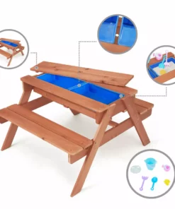 TeamsonUS Teamson Kids Outdoor Wooden Picnic Table With 2 Sensory Bins For Sand/Water Play Plus Accessories, Warm Cherry 19 TeamsonUS Teamson Kids Outdoor Wooden Picnic Table With 2 Sensory Bins For Sand/Water Play Plus Accessories, Warm Cherry