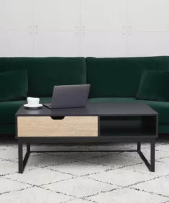 TeamsonUS Teamson Home Bryson Two-Tone Lift Top Coffee Table Desk With Storage, Black