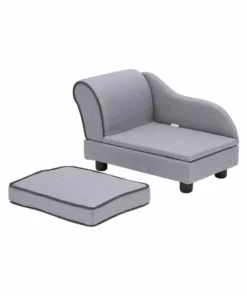 TeamsonUS Teamson Pets Chaise Lounge Dog Bed With Storage For Small And Medium Dogs, Gray