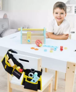 TeamsonUS Teamson Kids Little Helper Wooden Tool Box, Tool Belt And Accessories, Multicolor New
