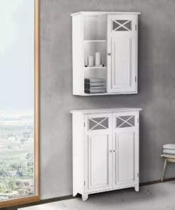 TeamsonUS Teamson Home Dawson Removable Wooden Wall Cabinet With Cross Molding, White 10 TeamsonUS Teamson Home Dawson Removable Wooden Wall Cabinet With Cross Molding, White