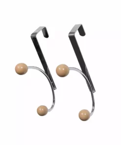 TeamsonUS Home Single Hook Over The Door Hanger Pack Of 2 With Mocha Porcelain Ball Chrome Finish
